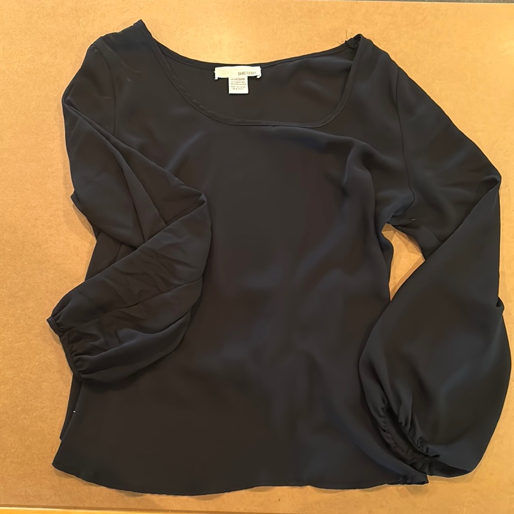 Sans Souci Black Long Sleeve Shirt With Zipper Detail on Back